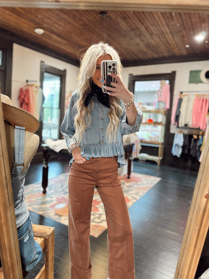 Softest Denim Flutter Top
