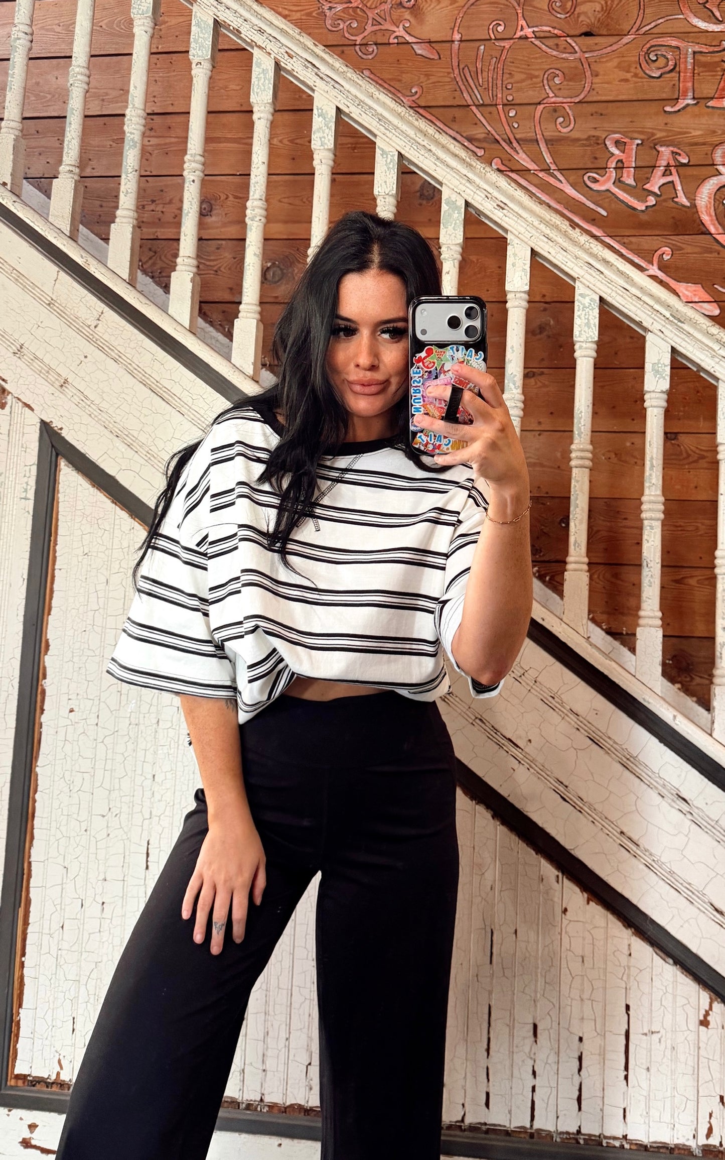 American Striped Oversized Tee