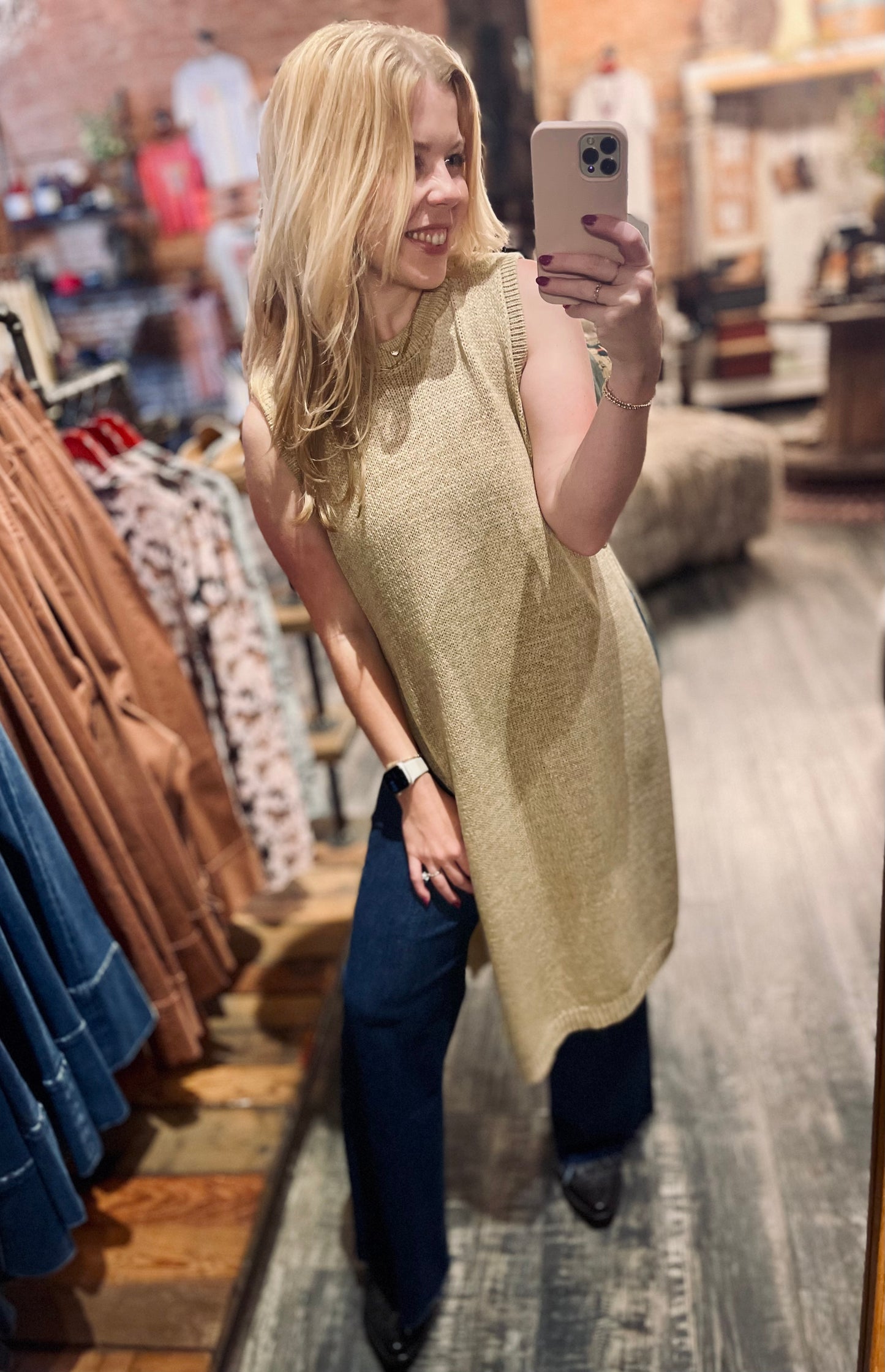 Side Split Sweater in Honey
