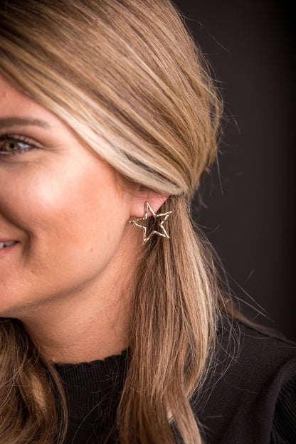 1" Gold Star Cut Out Post Earring
