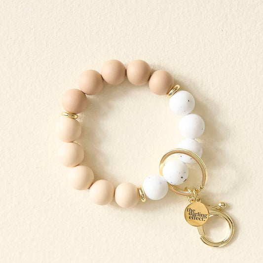 Silicone Beaded Keychain Wristlet - Oatmilk