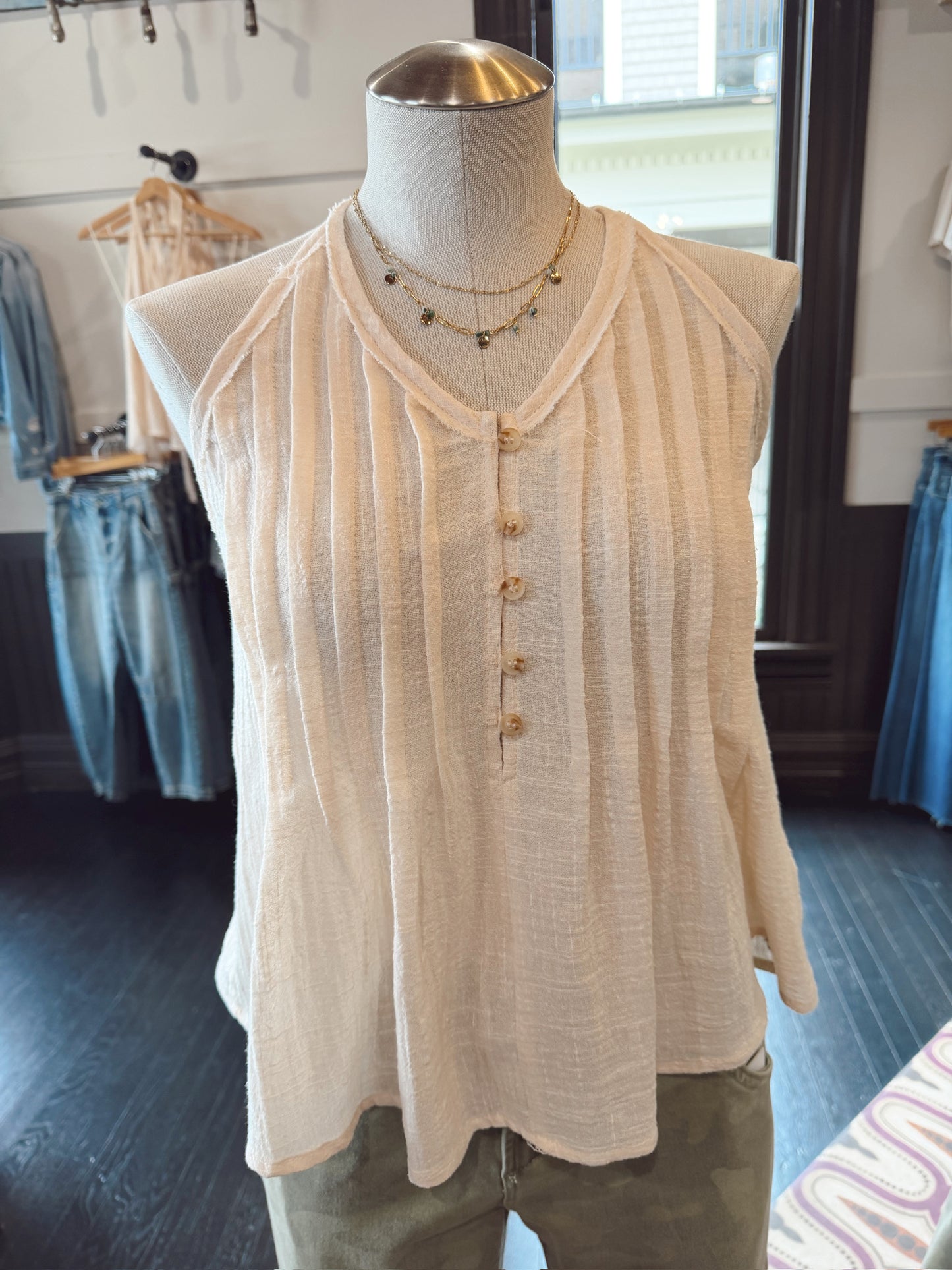 Backless Halter Pleat Tank