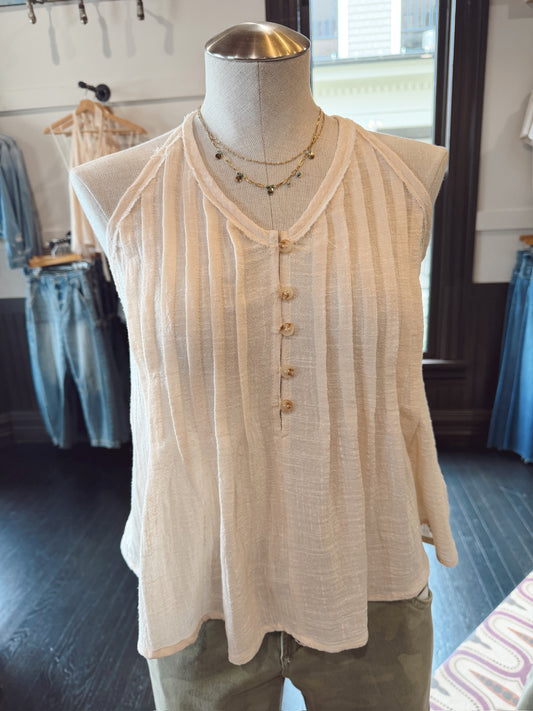 Backless Halter Pleat Tank