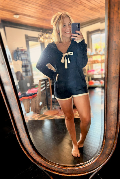 Navy Waffle Knit Romper