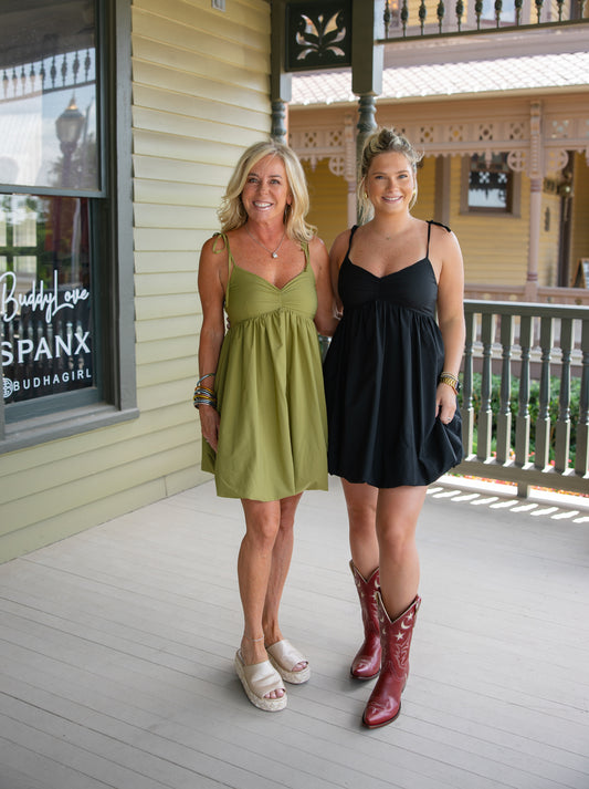 Olive Bubbled Mini Dress