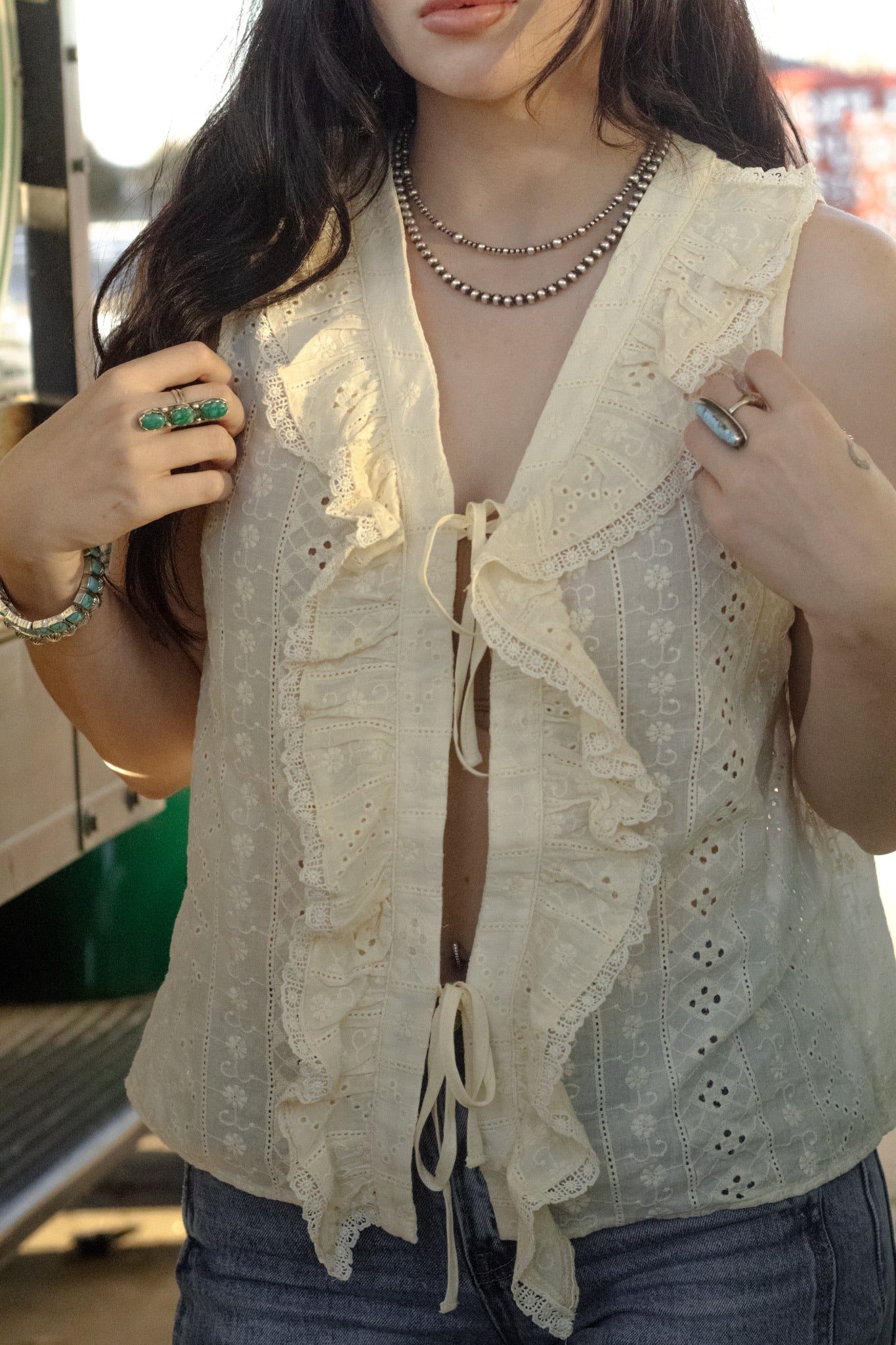 Lacy Tie Sweater Top