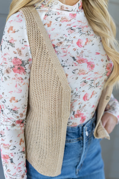 Bright Spring Floral Mesh Top