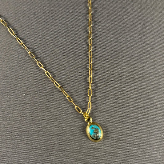 Oval Paperclip Brass Necklace