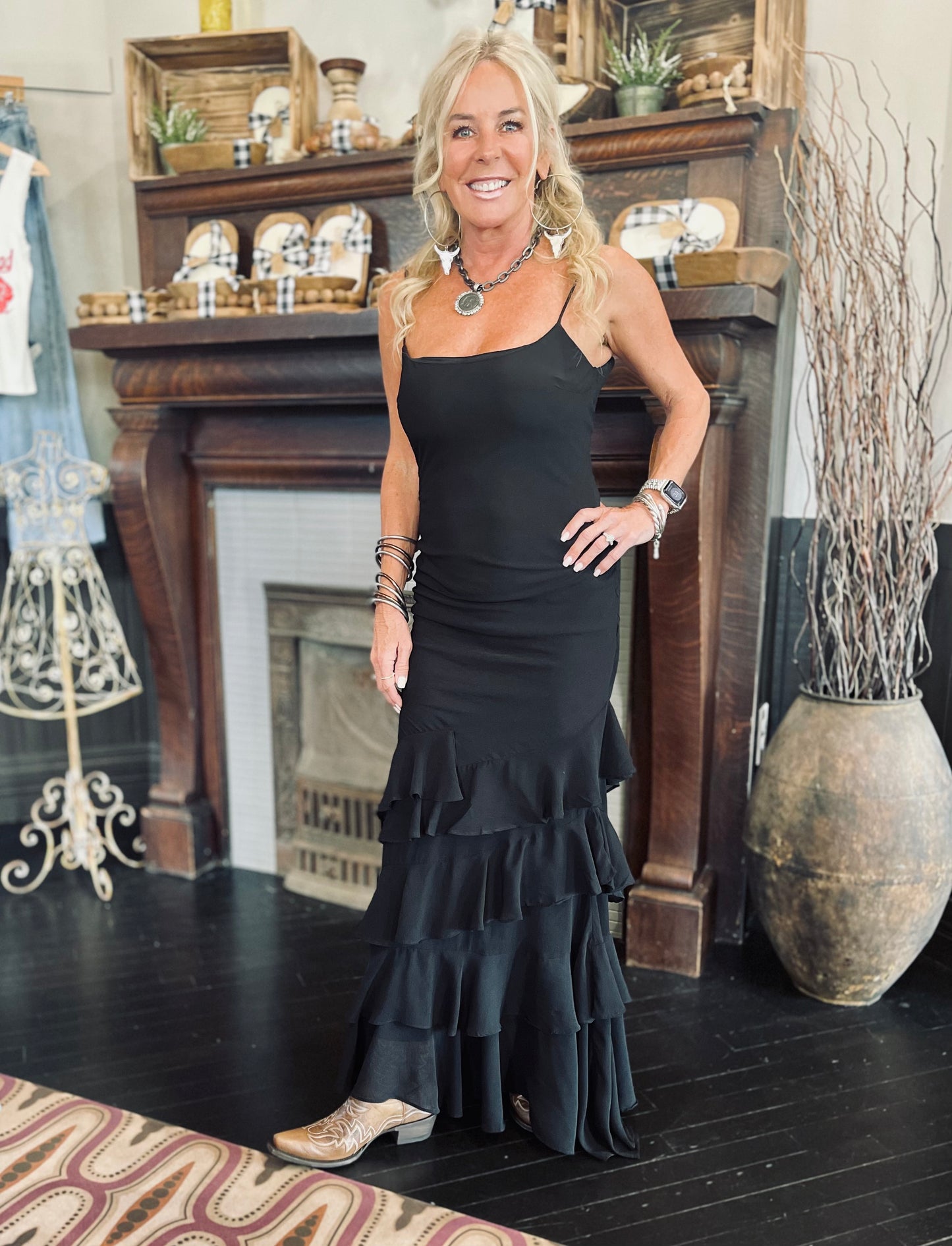 Top Tier Ruffle Maxi Dress