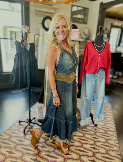 Dolly Denim Halter Dress