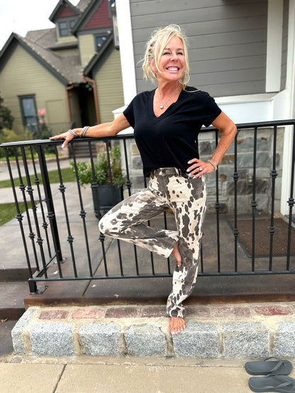 Ella Cow Print Straight Jean