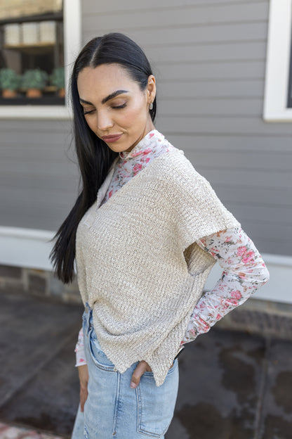 Bright Spring Floral Mesh Top