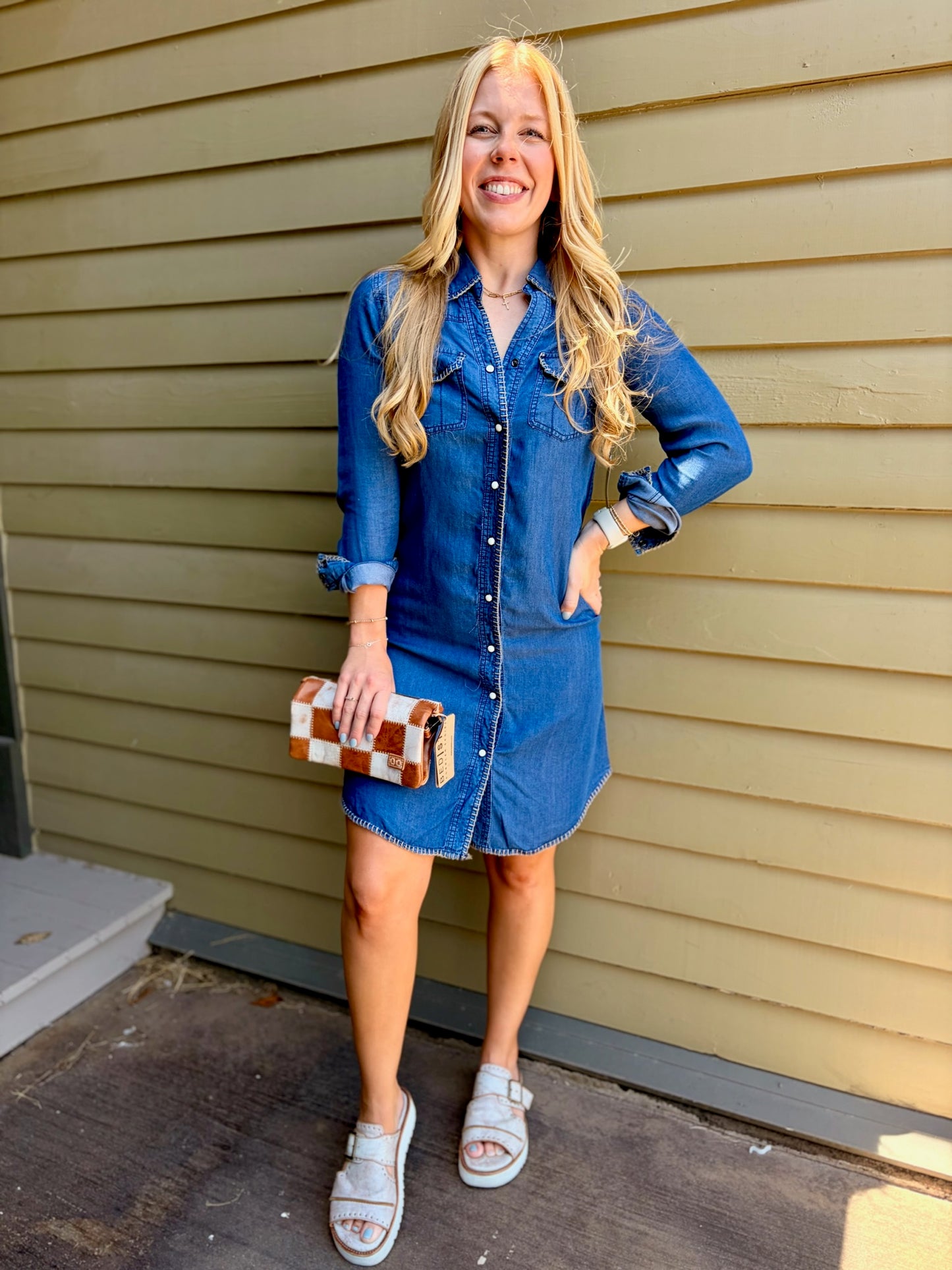 Whipstitch Denim Dress