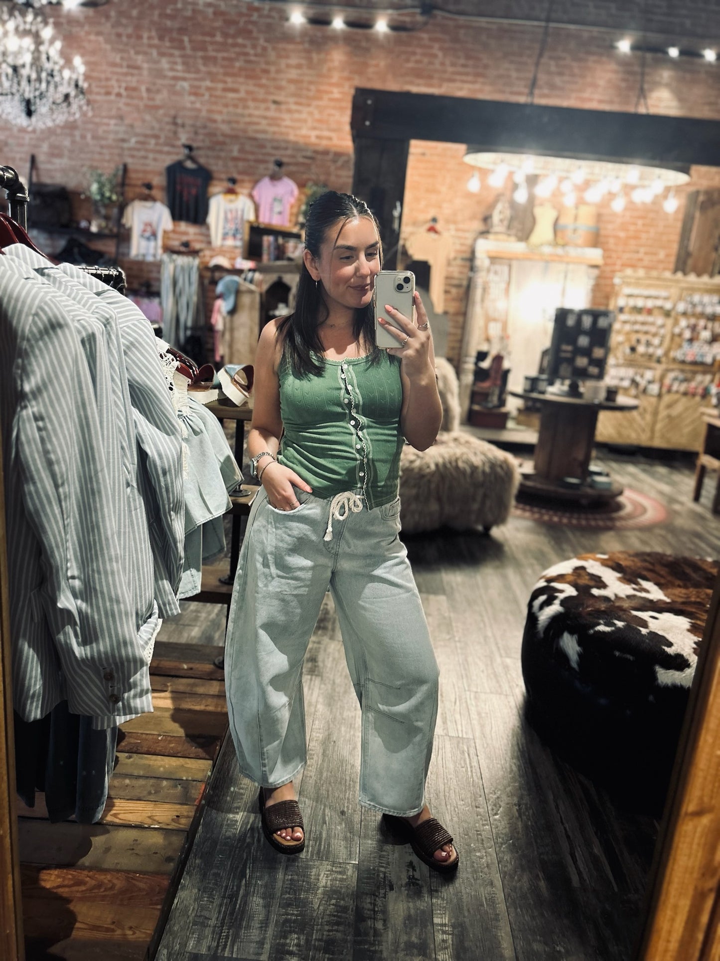Drawstring Barrel Jeans