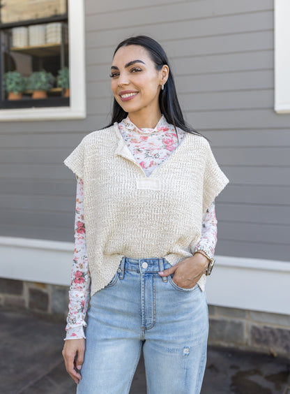 Bright Spring Floral Mesh Top