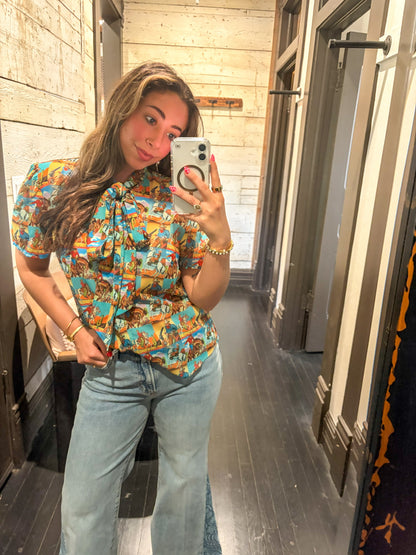 Howdy Hanny Yeehaw Tie Top