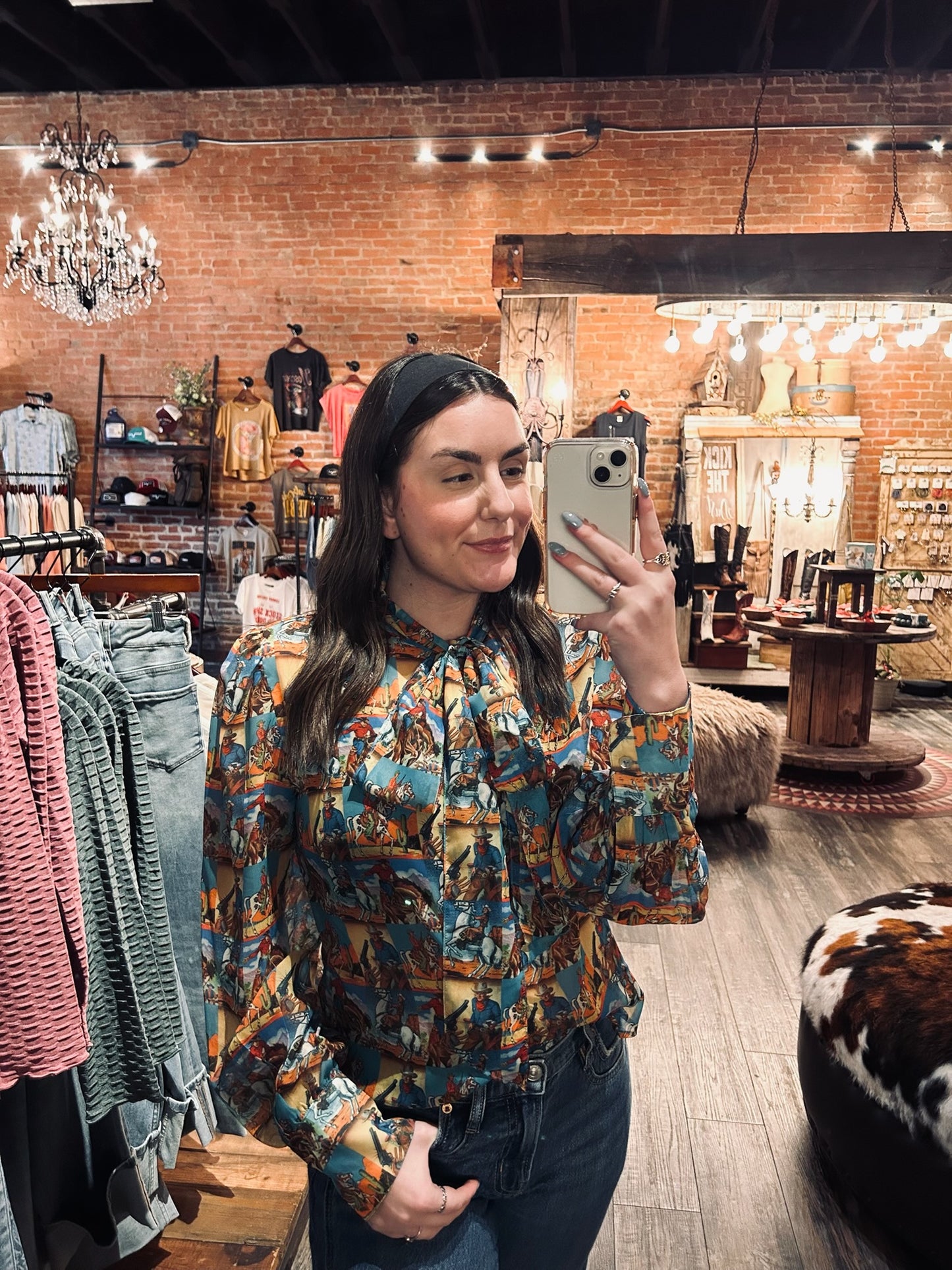 Howdy Hanny Long Sleeve Yeehaw Tie Top