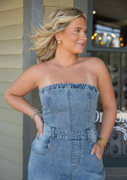 Lainey Barrel Denim Jumpsuit
