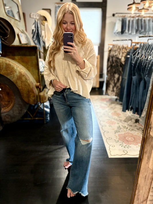 Low Rise Ripped Dad Jean