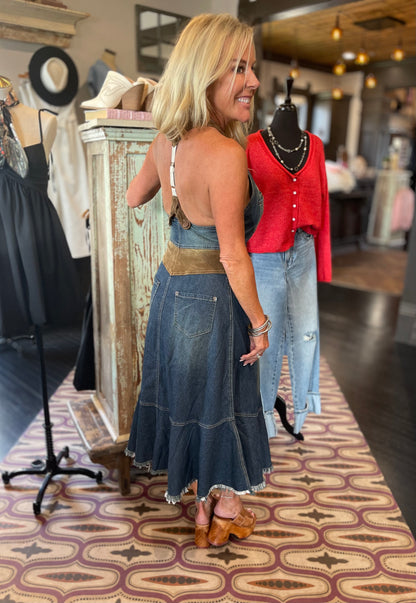 Dolly Denim Halter Dress