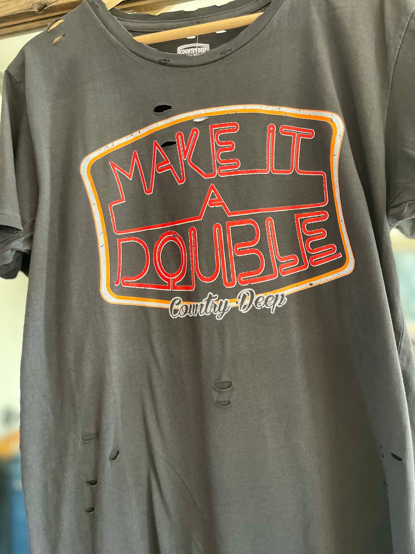 Make It A Double Distressed Tee