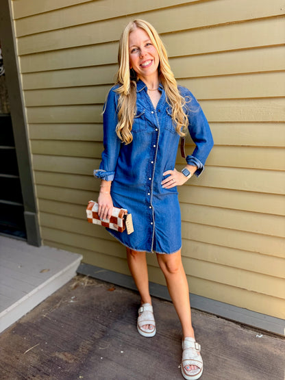 Whipstitch Denim Dress