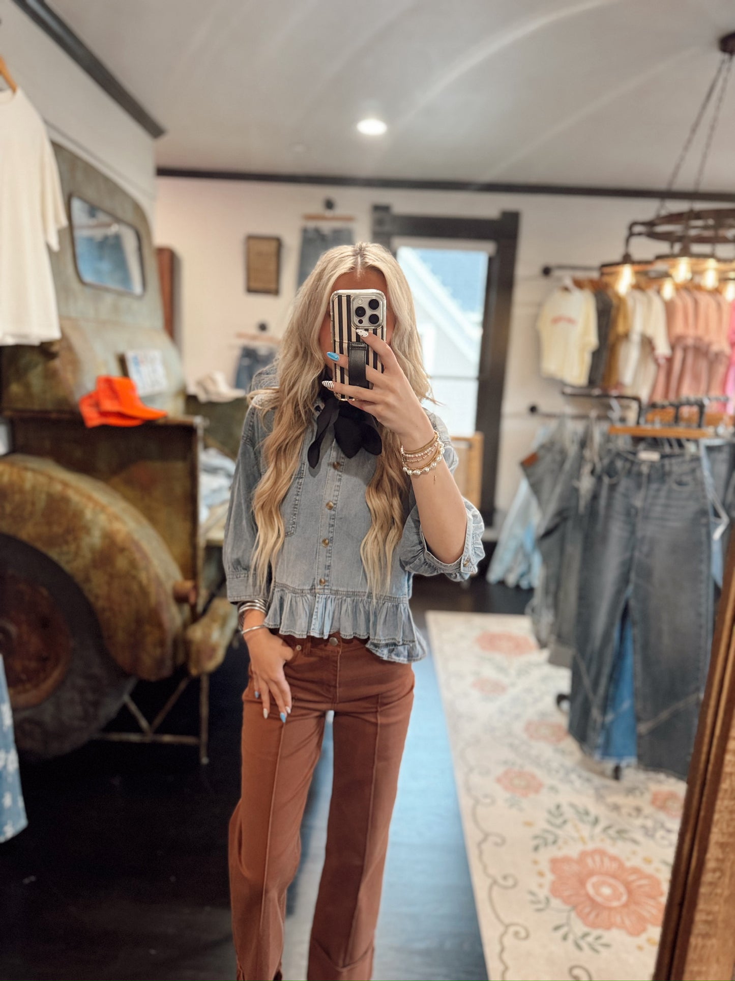 Softest Denim Flutter Top