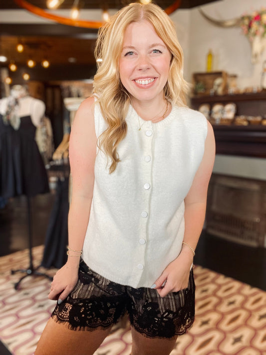 Karlie Sleeveless Buttoned Sweater