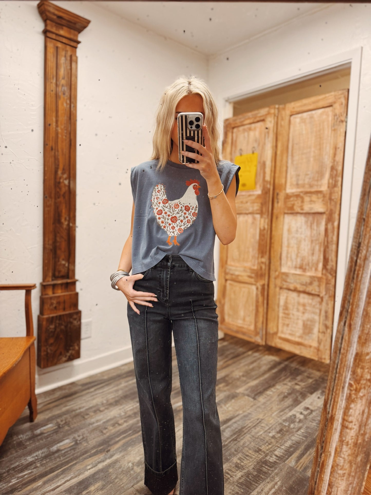 The Floral Chicken Boxy Tank