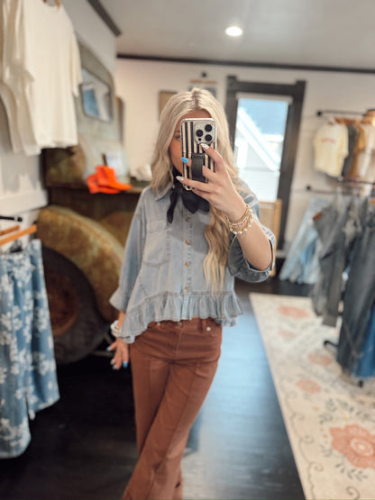 Softest Denim Flutter Top