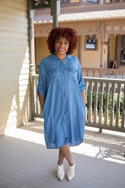 Milan Denim Dress in Dark Denim