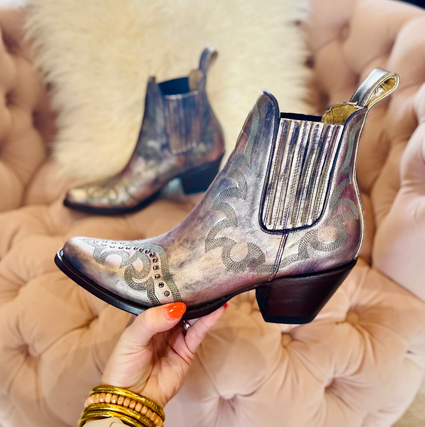 Shay Metallic Lavender Bootie by Old Gringo