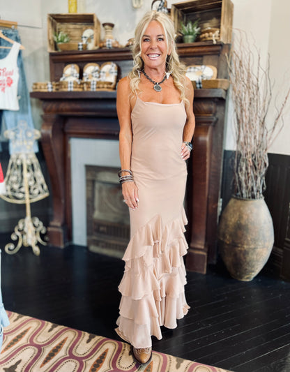 Top Tier Ruffle Maxi Dress