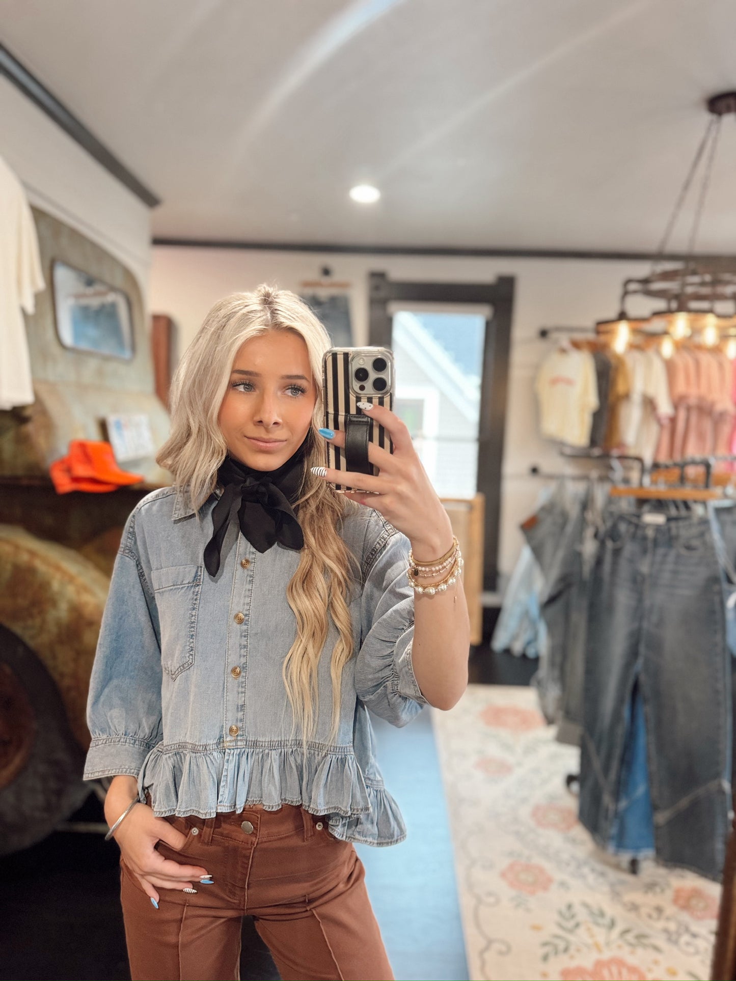 Softest Denim Flutter Top