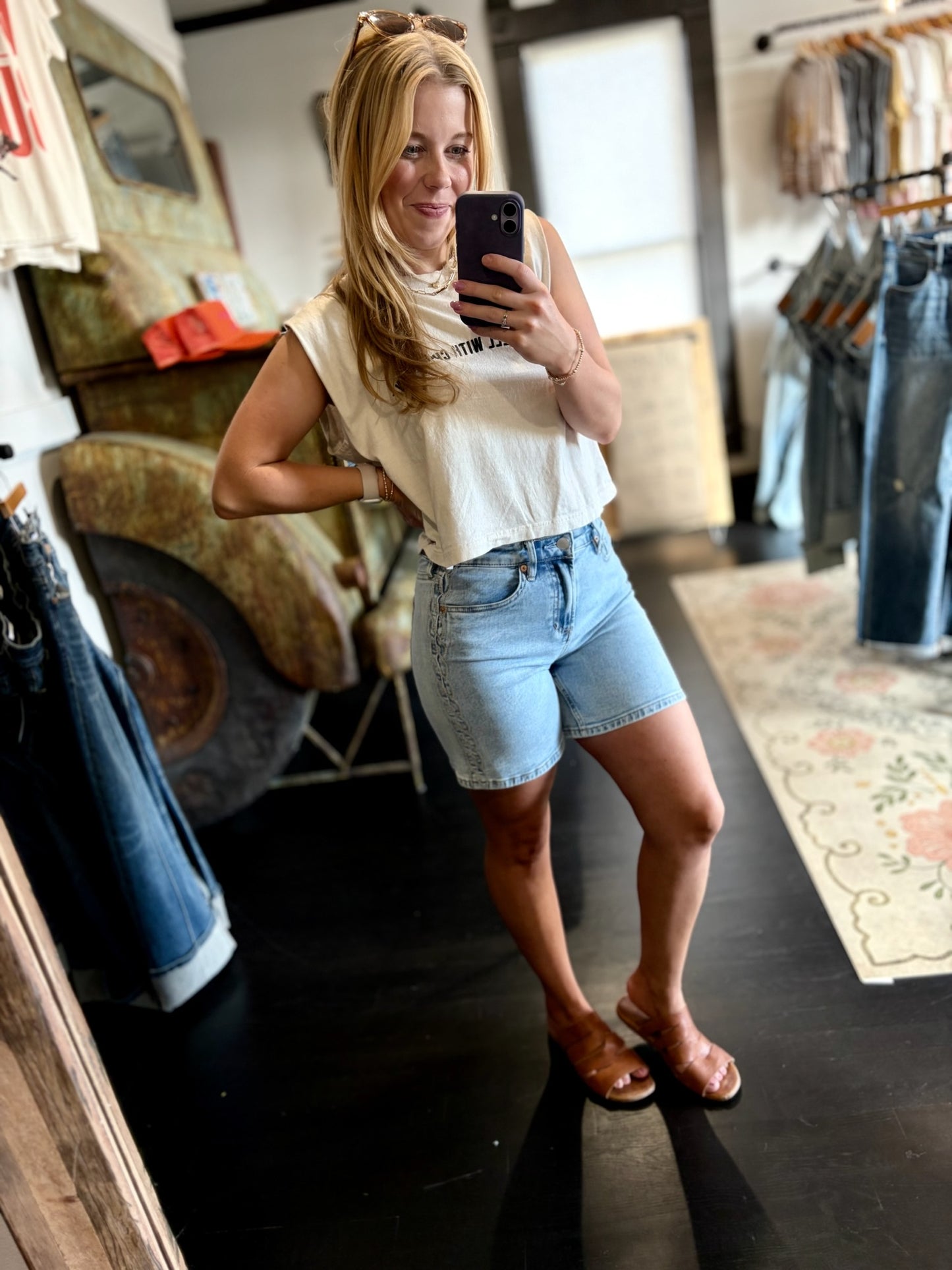 Waveberry Longer Denim Shorts