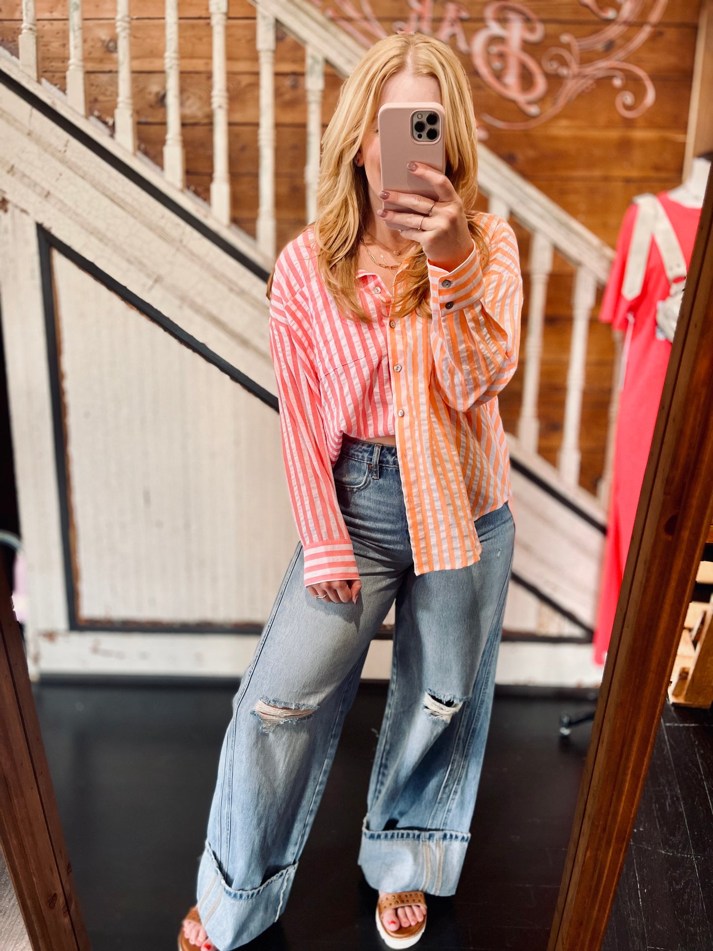 Just Peachy Button Down