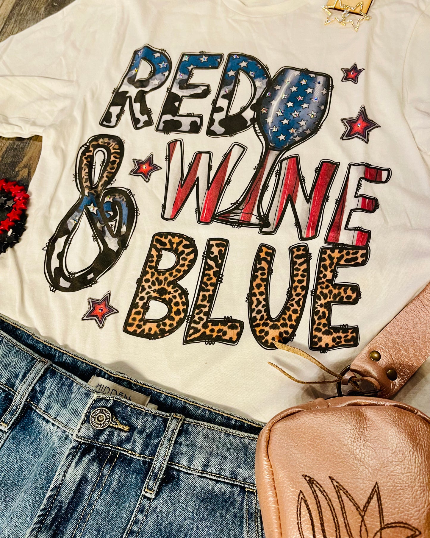 Red Wine & Blue Bling Tee