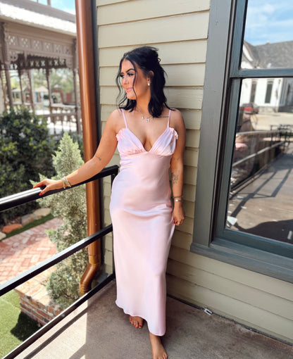 Make Me Blush Satin Dress
