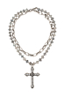 French Kande Silver Cross Necklace