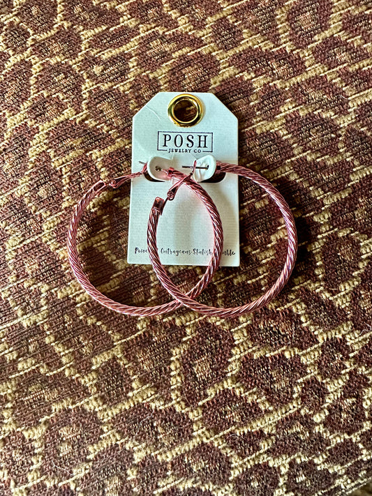 Pink Cable Earrings