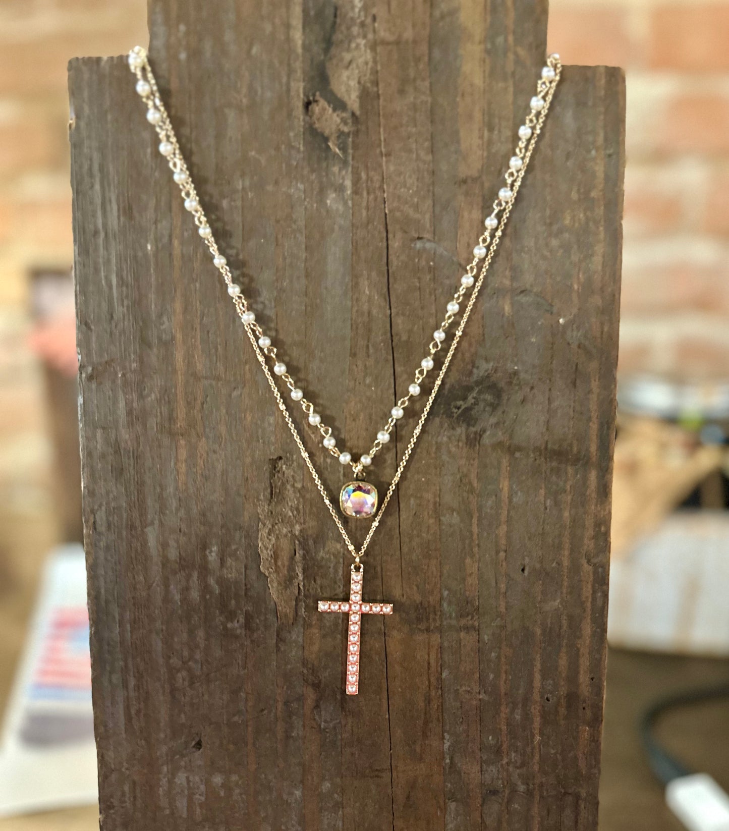 Pearls & Cross Necklace