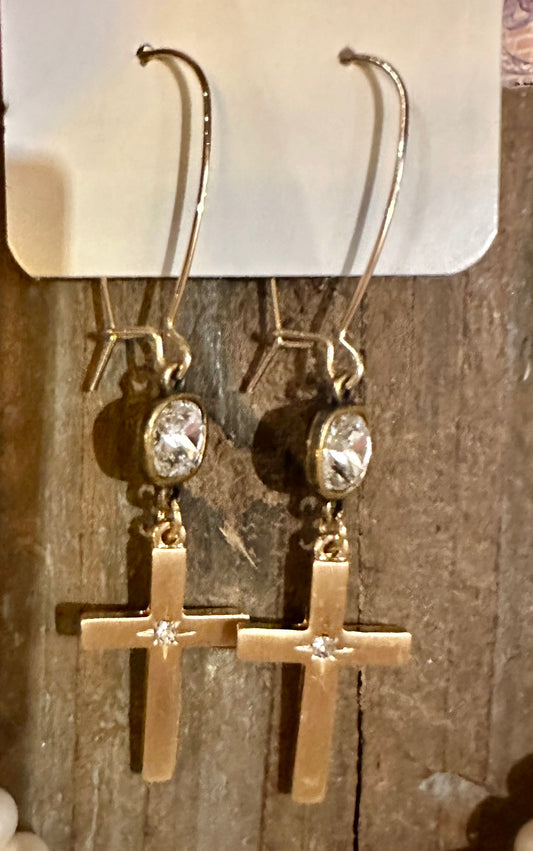 Gold Cross Earrings