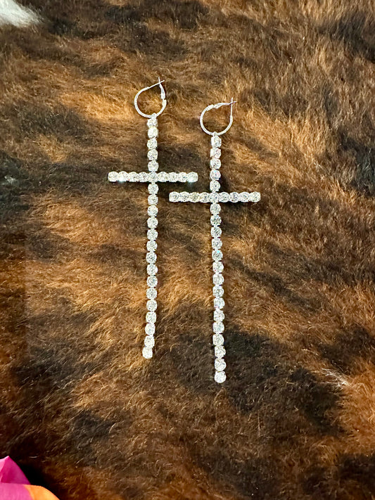 Rhinestone Cross Earrings