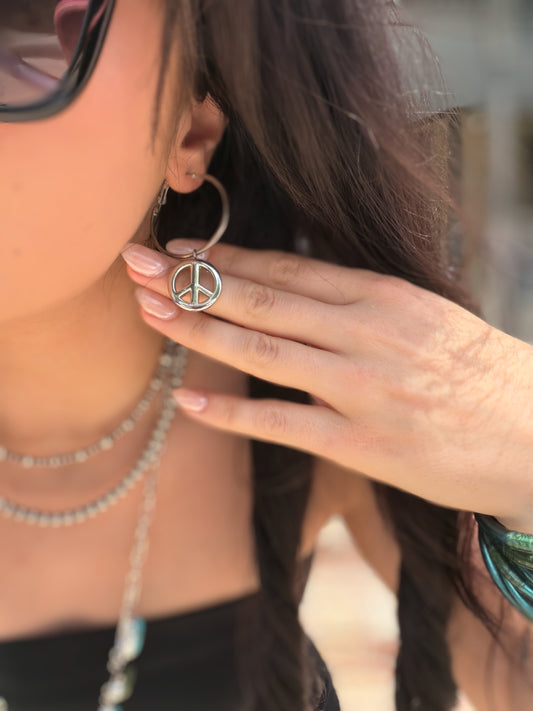 Silver Small Peace Earrings