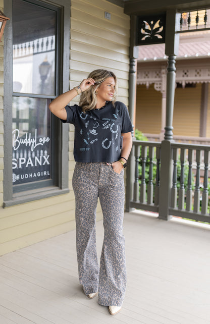 Cheetah Wide Leg Jean