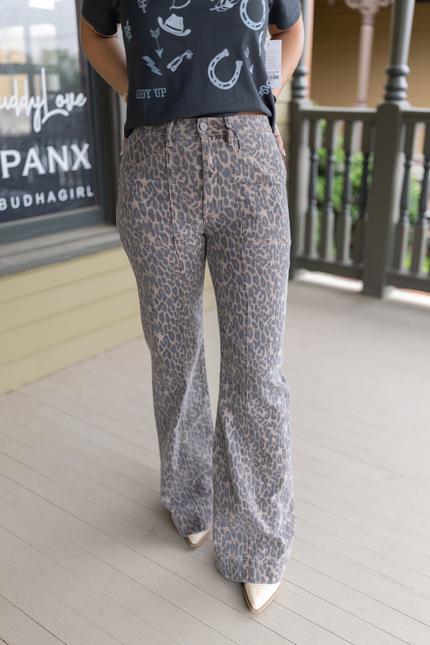 Cheetah Wide Leg Jean