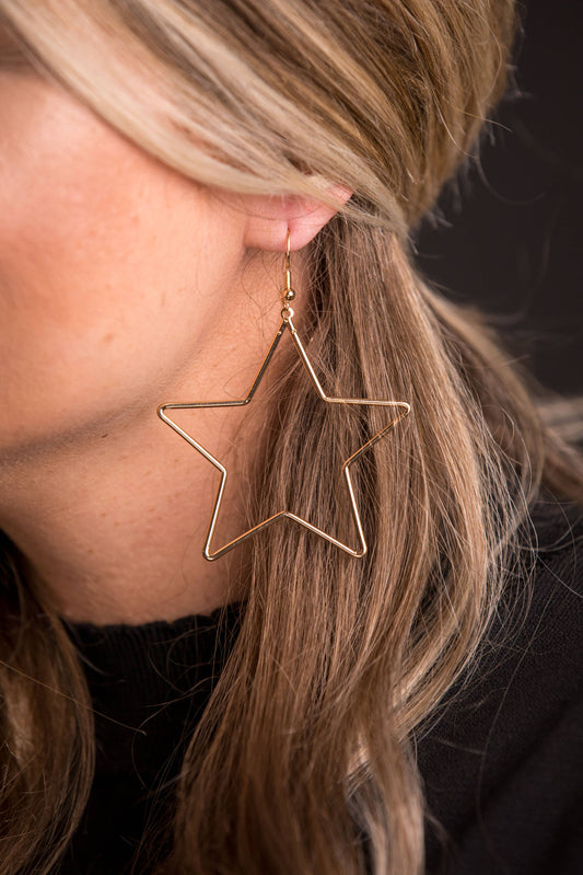 3" Gold Star Earrings on Fishhook