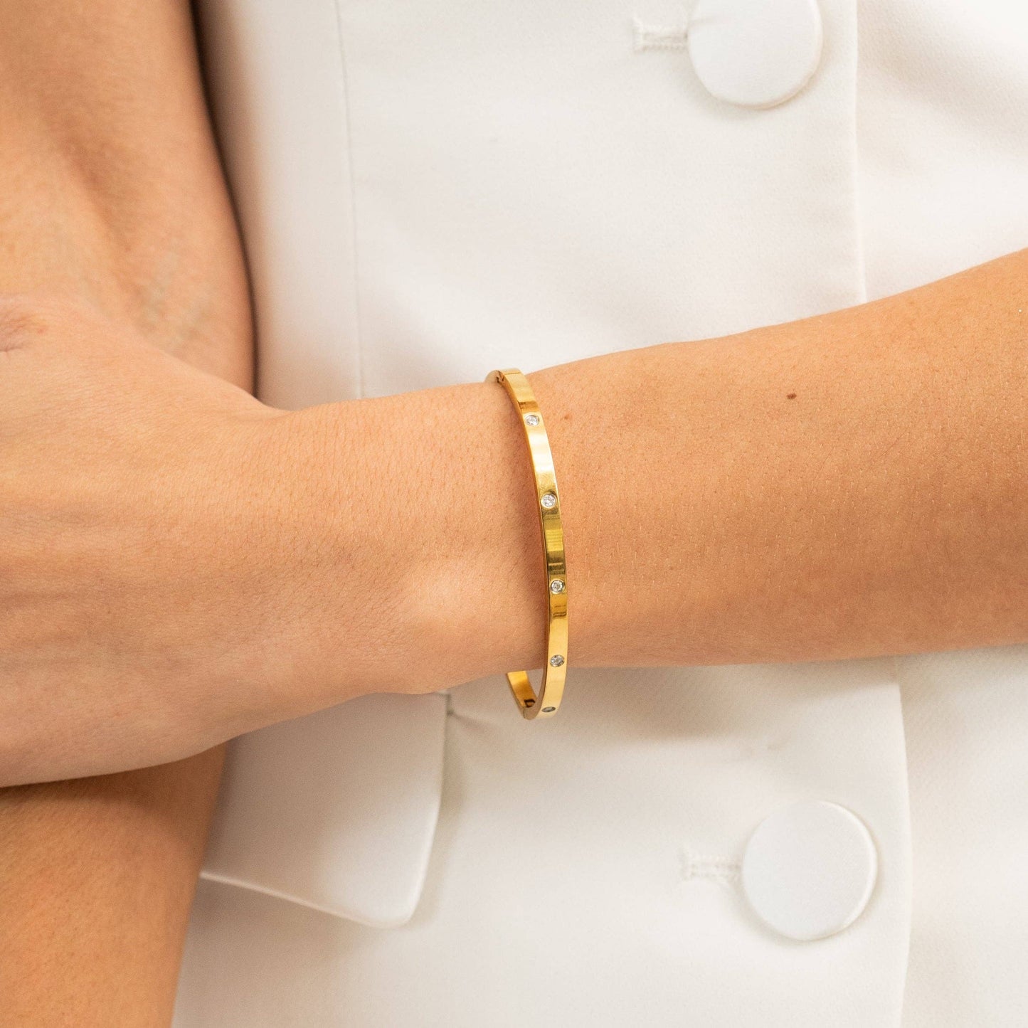 Waterproof Gold Diamond Bangle