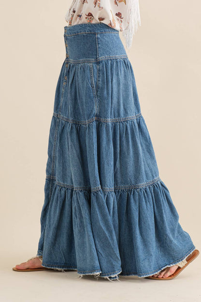 Top Tier Denim Maxi Skirt