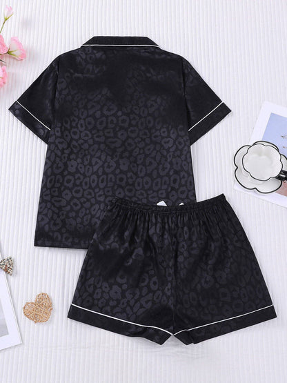 Leopard Print Silky Pajama Set